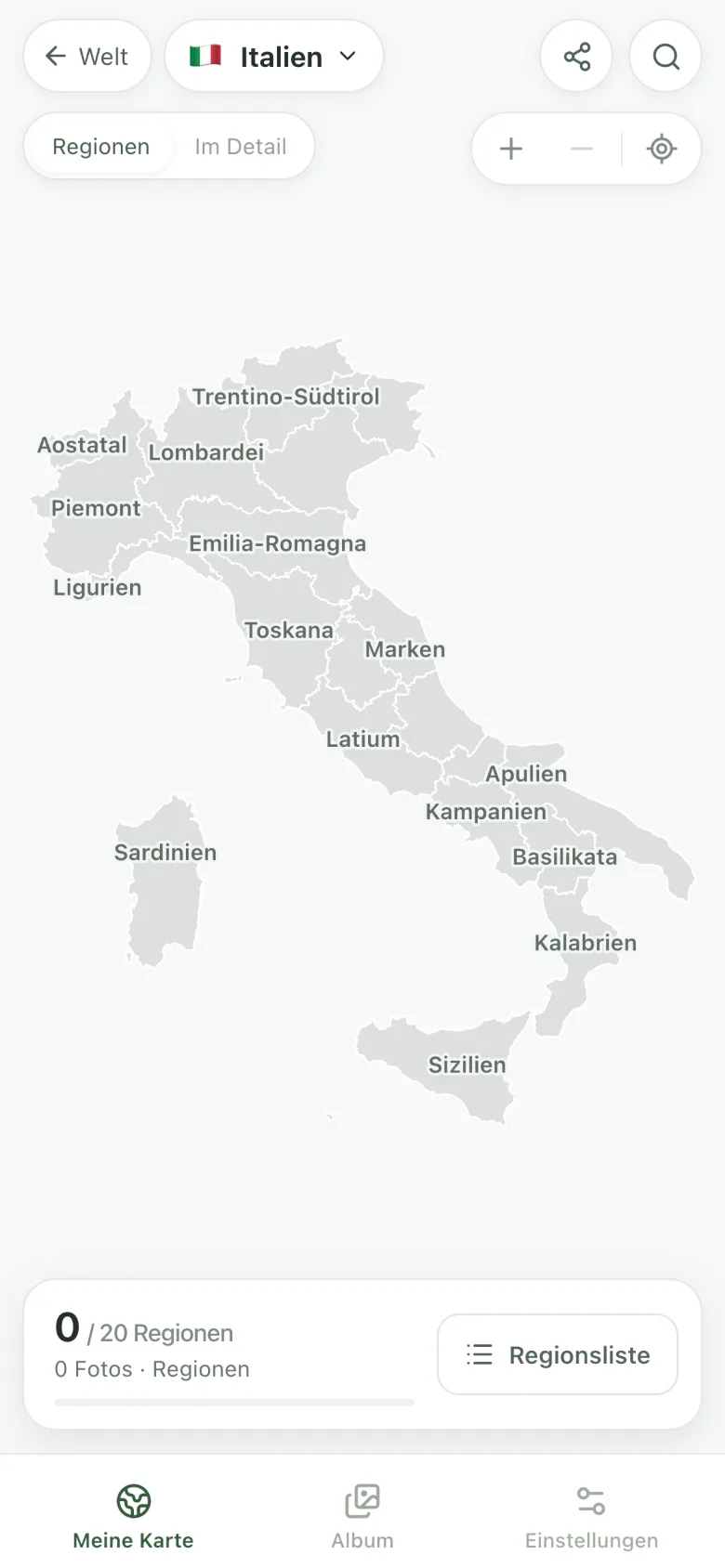 Die leere Italienkarte
