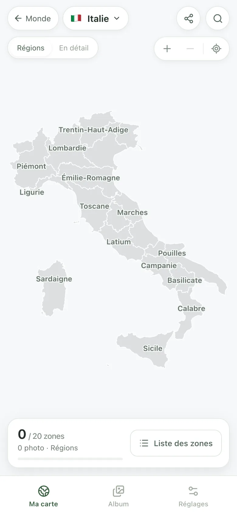 La carte vide de l’Italie