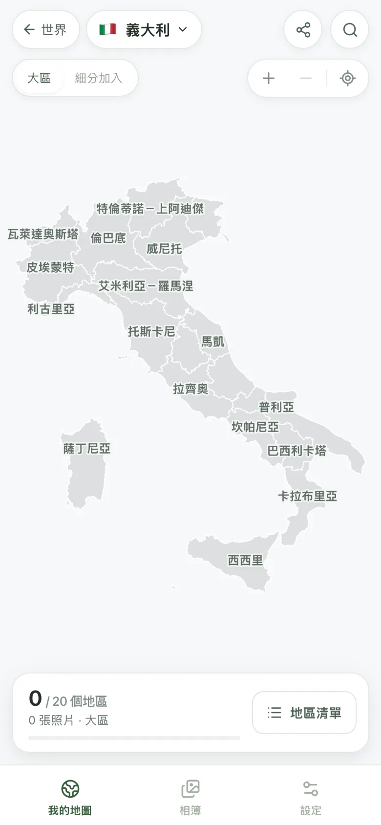 還是空白的義大利地圖