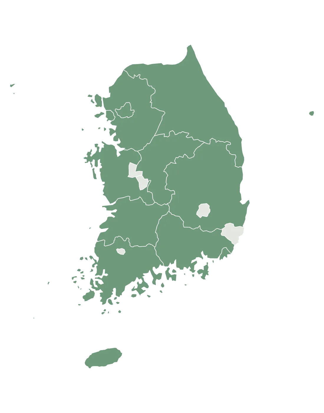 The same twelve provinces painted one colour