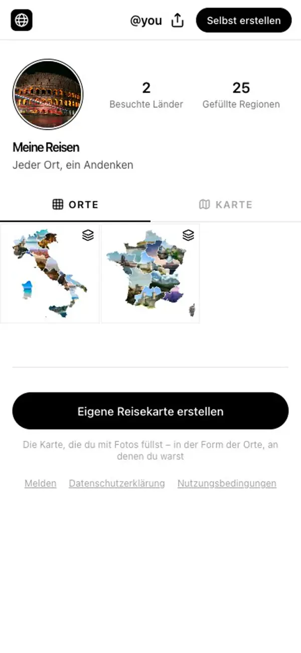 Ein Freund öffnet das Profil, ein Land und seine Fotos