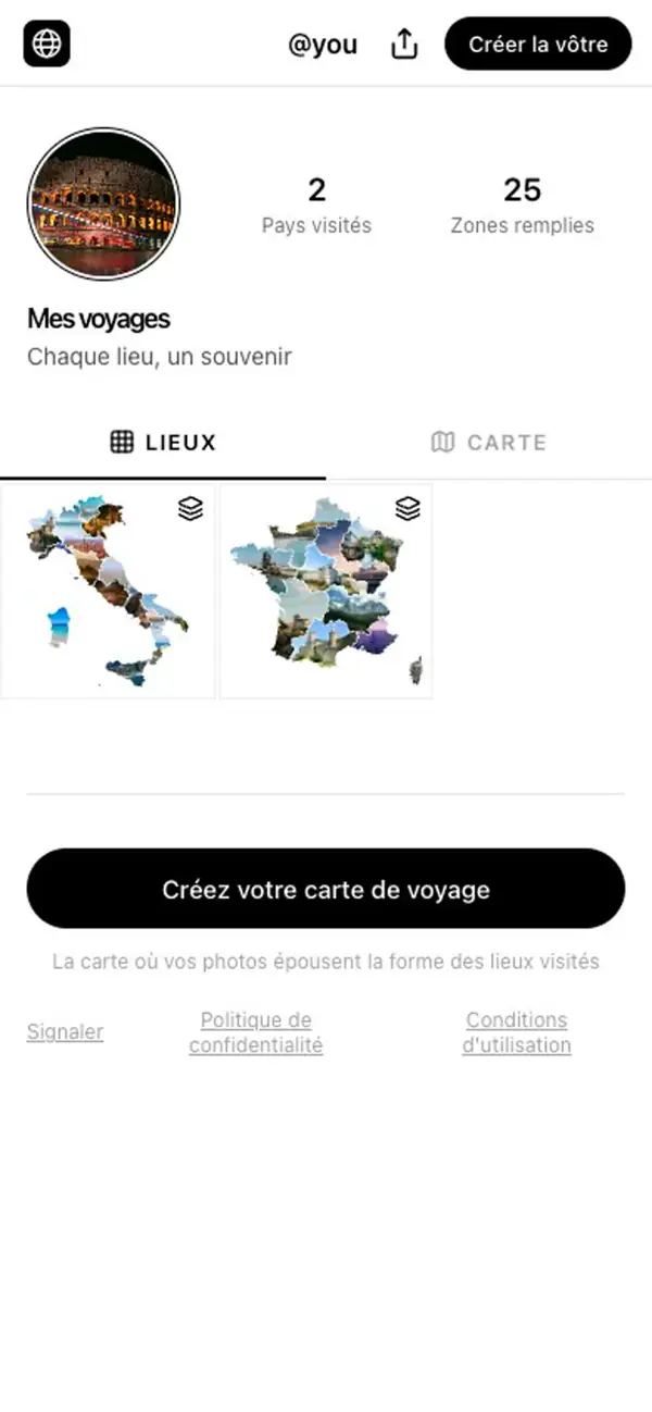 Un ami ouvre le profil, un pays et ses photos
